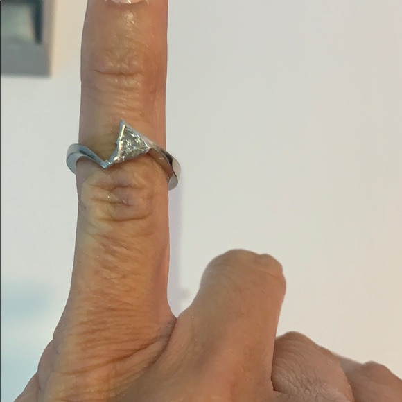 Custom Platinum Matching Diamond Ring Set - Picture 4 of 5